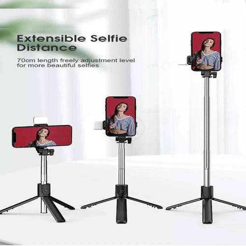 selfie stick with LED light mini tripod stand 