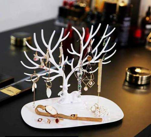 Deer earrings necklace ring jewelry stand