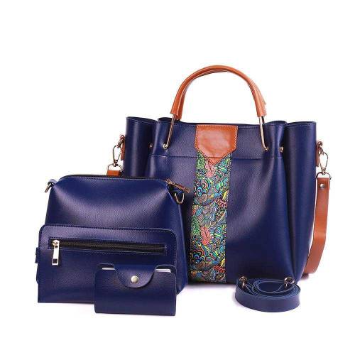Women's royal pu leather shoulder bag 4pcs