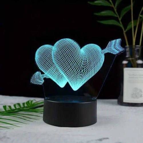 heart 3d illusion lamp