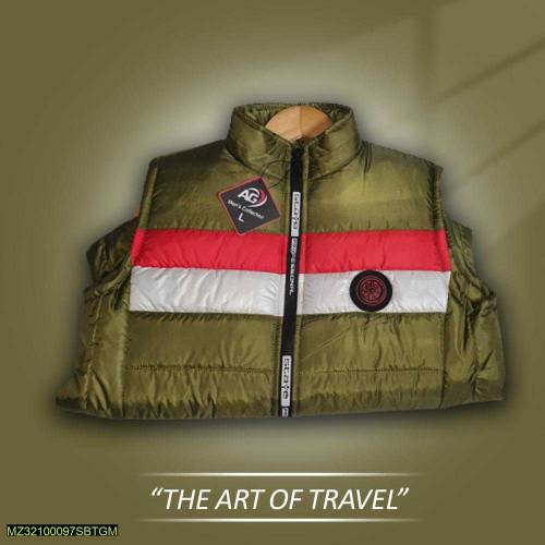 1pc Men stitched parachute Quilted plain jacket