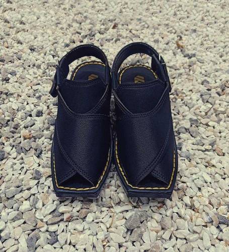 Jafspot-Men's Handmade New Peshawari Chappal JF017 Black