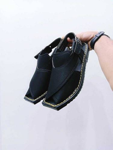 Jafspot-Men's Handmade New Peshawari Chappal JF017 Black
