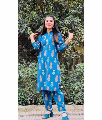 2 Pc Printed Stitched Suit 