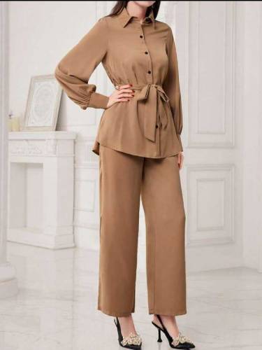 2 Pcs Women Stitched Georgette Plain Shirt & Trouser 