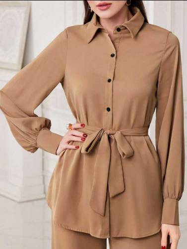 2 Pcs Women Stitched Georgette Plain Shirt & Trouser 
