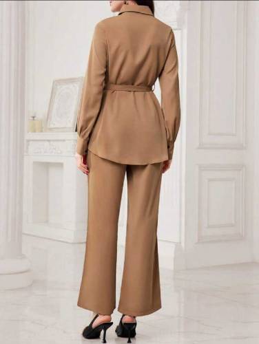 2 Pcs Women Stitched Georgette Plain Shirt & Trouser 