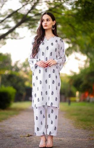 2Pcs Women stitched lawn chunri printed suit 