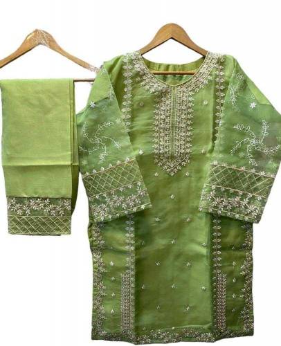 3 pcs Women Stitched Organza Embroidered Suit 