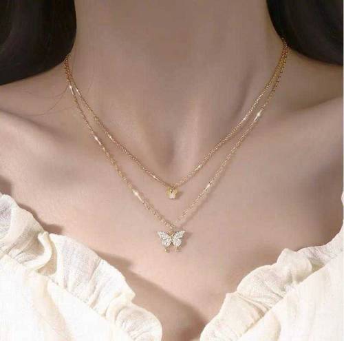 1 Pc Alloy Gold Plated Double Layered Butterfly Design Pendant