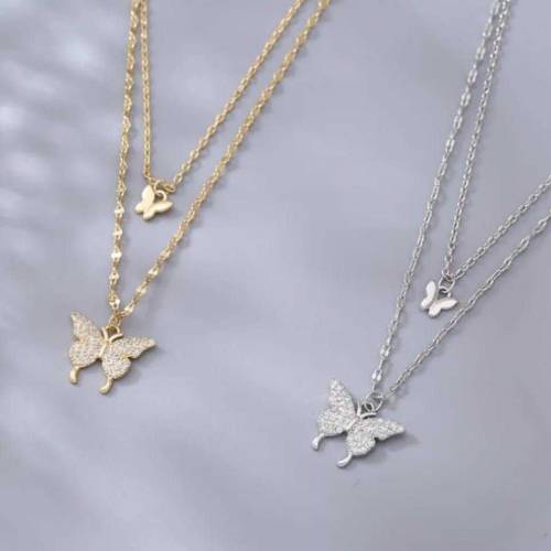 1 Pc Alloy Gold Plated Double Layered Butterfly Design Pendant