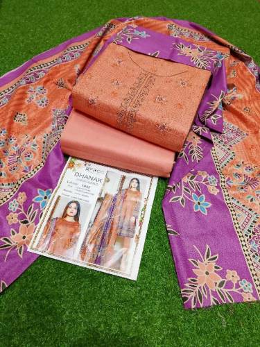 *B.T DHANAK*🥳   *Shirt*🪡Digital Printed Embroidery Dhanak2 Head Sequen