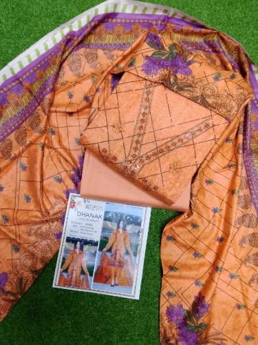 *B.T DHANAK*🥳   *Shirt*🪡Digital Printed Embroidery Dhanak2 Head Sequen