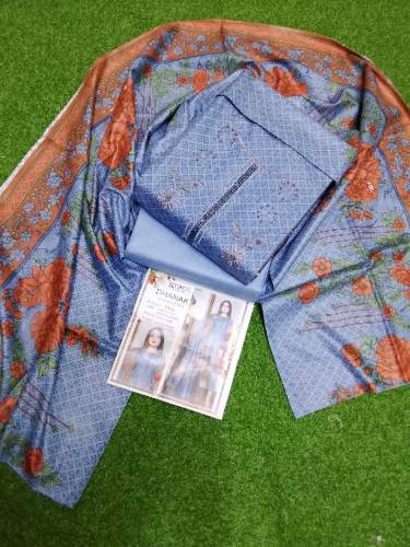 *B.T DHANAK*🥳   *Shirt*🪡Digital Printed Embroidery Dhanak2 Head Sequen