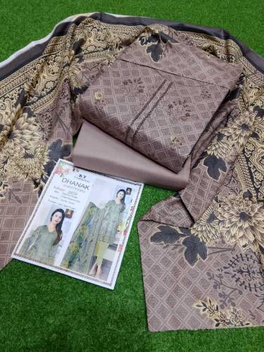 *B.T DHANAK*🥳   *Shirt*🪡Digital Printed Embroidery Dhanak2 Head Sequen