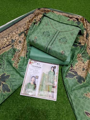 *B.T DHANAK*🥳   *Shirt*🪡Digital Printed Embroidery Dhanak2 Head Sequen