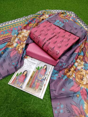 *B.T DHANAK*🥳   *Shirt*🪡Digital Printed Embroidery Dhanak2 Head Sequen
