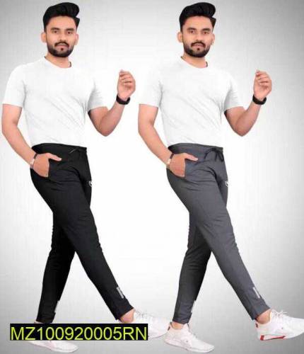 Men's polyester plan trousers,pack of 2