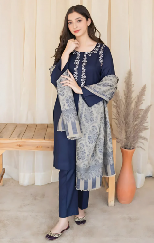 3pc Dhanak Embroidered Unstitched dress