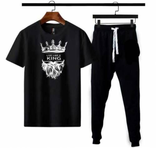 2 PCs men's polyester Dri fit printed track sute 