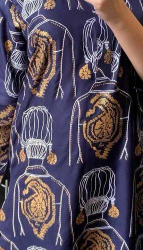 2 pcs women’s stitched linen block printed shirt and trouser