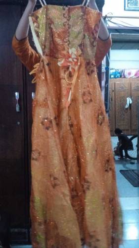Beautiful party wear long maxi dress with inner shirt and dupatta.