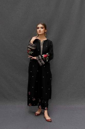 3pc embroidered dhanak unstitched dress with wool shawl