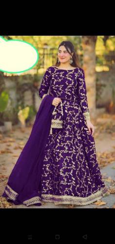 *4 Piece Embroidered Top With Long Flare Embroidery Skirt And Four Sid