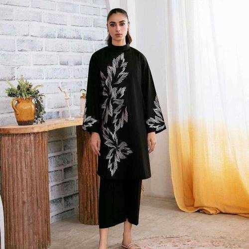 2pc women stitched arabic lawn cordset