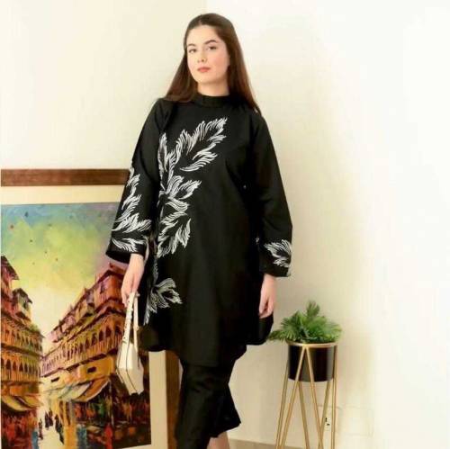 2pc women stitched arabic lawn cordset