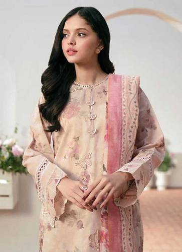 3 pcs Womens unstiched linen digital print suite