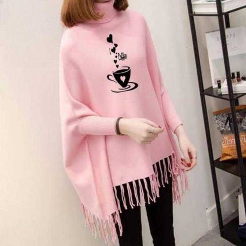 Women's Polyester Herat Printed Poncho Cape Shawl 