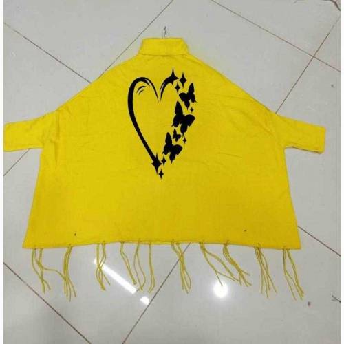 Women's Polyester Herat Printed Poncho Cape Shawl 