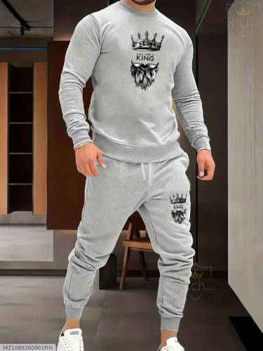 2 piece Men Fleece Graphics Sweatshirt Tracksuit
