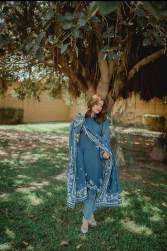 3 Pcs Women's Stitched Organza Embroidered Suit 