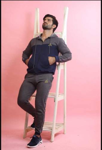2 pcs men's fleece plan track suit 