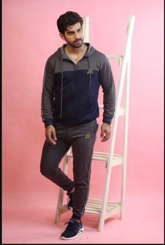 2 pcs men's fleece plan track suit 