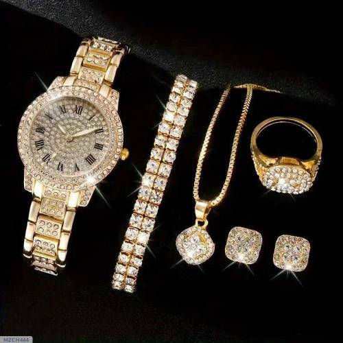 women's Diamond Artificial Set Romen Watch Silver And Gold 