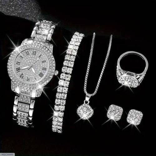 women's Diamond Artificial Set Romen Watch Silver And Gold 