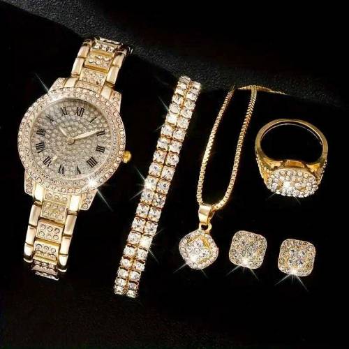 women's Diamond Artificial Set Romen Watch Silver And Gold 