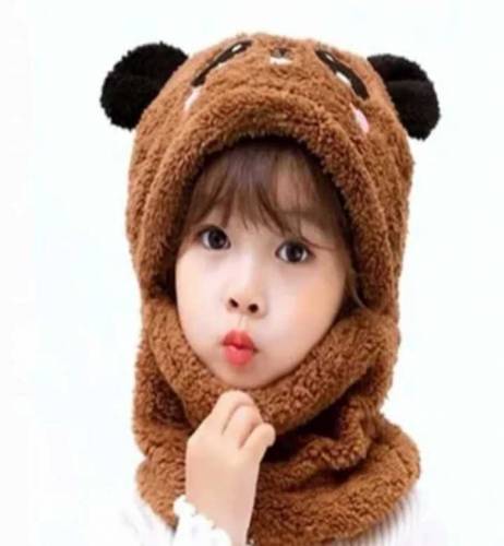 Winter kids cap with beanie neck