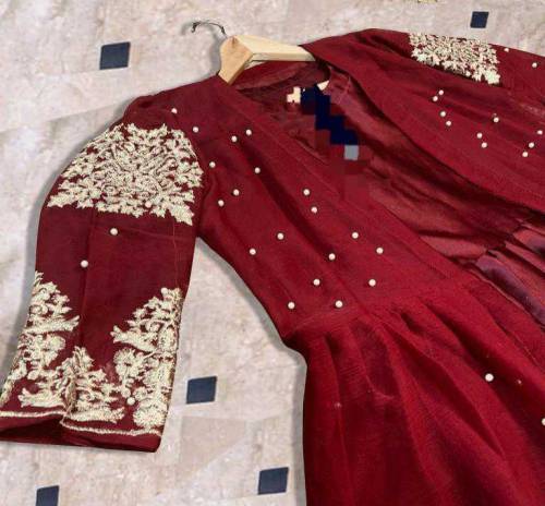 3 Pcs Women's Stitched Fancy Shamoz Silk Embroidered Maxi 