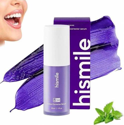 Teeth Whitening V34 Colour Corrector Serum - 30ml Purple Toothpaste 
