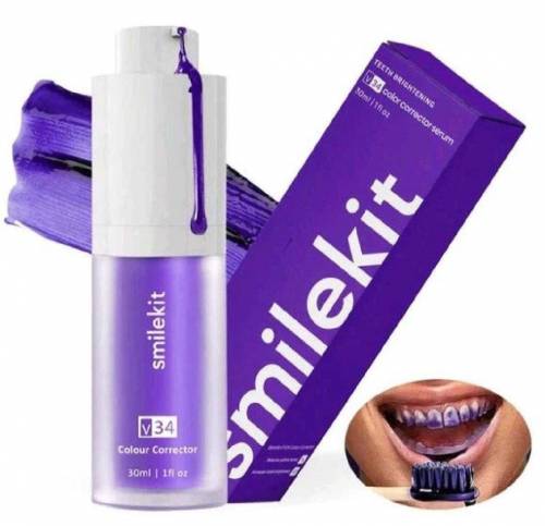 Teeth Whitening V34 Colour Corrector Serum - 30ml Purple Toothpaste 