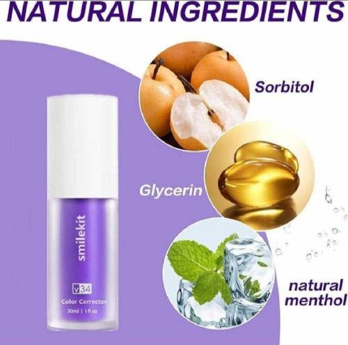 Teeth Whitening V34 Colour Corrector Serum - 30ml Purple Toothpaste 