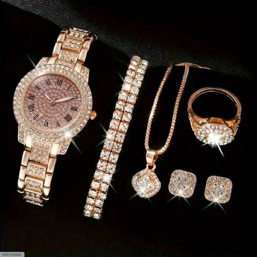 Women's Diamond Artificial Set - Number Watch - Rose Gold