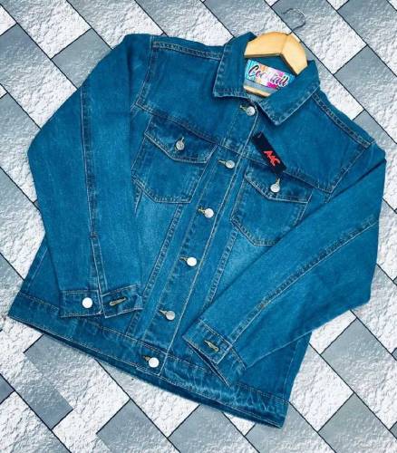 Women Stitched Denim Plain Jacket 