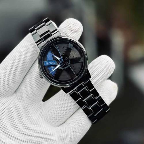 Ma1 Black Car Sport Rim Hub Wheel Wristwatch For Mens
