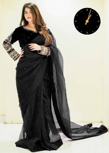 2 piece Shamoz silk plain stitched Saree 