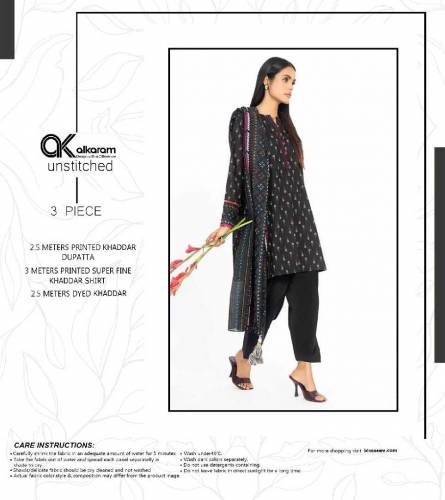 Original Khaddar 3 piece new collection made as alkaram